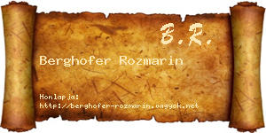Berghofer Rozmarin névjegykártya
